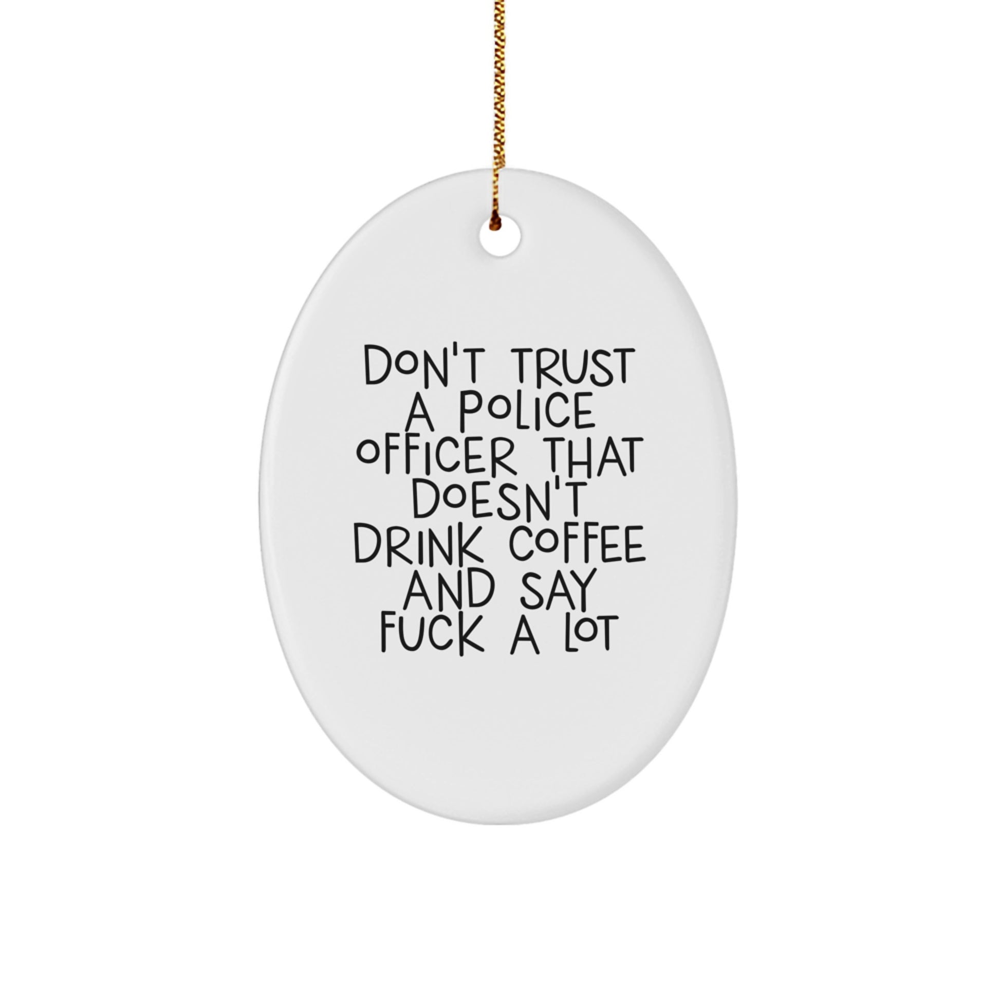 Police Officer Oval Ornament Christmas Unique Gift for Her Cute Present - Image 1