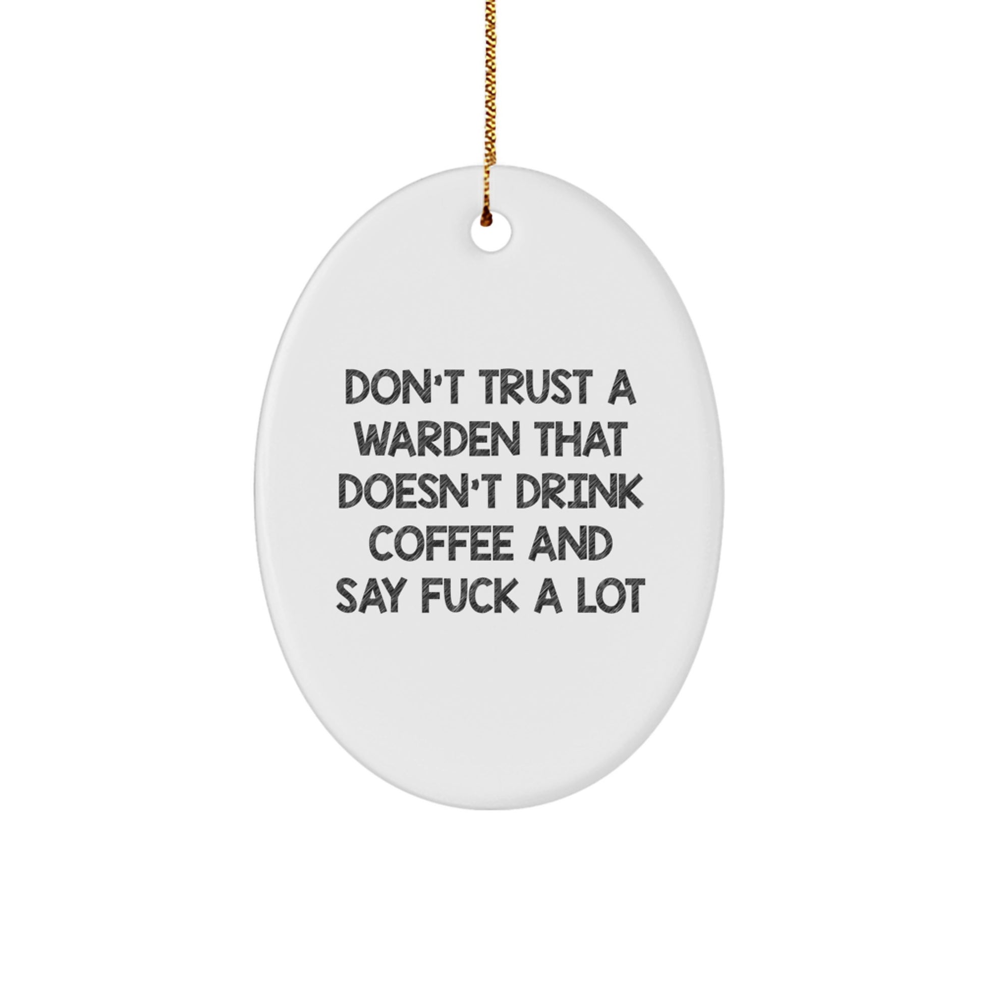 Funny Warden Gifts - Oval Ornament with Sarcastic Quote for Him, Christmas Unique Gifts for Men, Warden Lover - Image 1