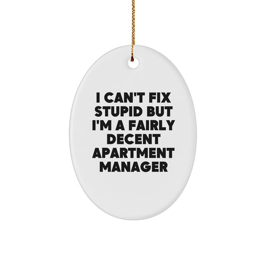 Funny Apartment Manager Gifts for Office Christmas Unique Decor Oval Ornament Gifts from Friends - Image 1