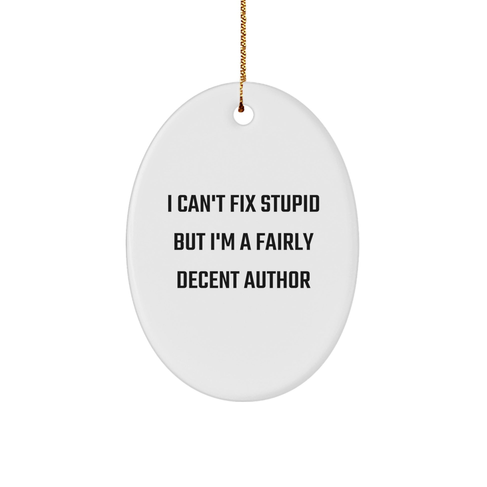 Author Christmas Ornament for Him Keepsake Gift I Can't Fix Stupid - Image 1