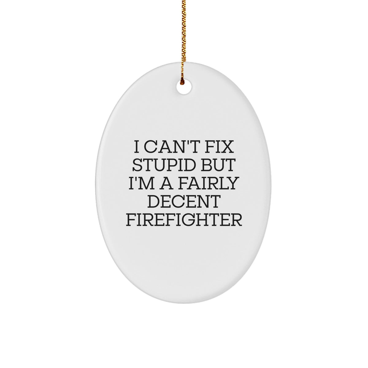 Christmas Unique Gift for Her Firefighter Oval Ornament, Cute Present - Image 1