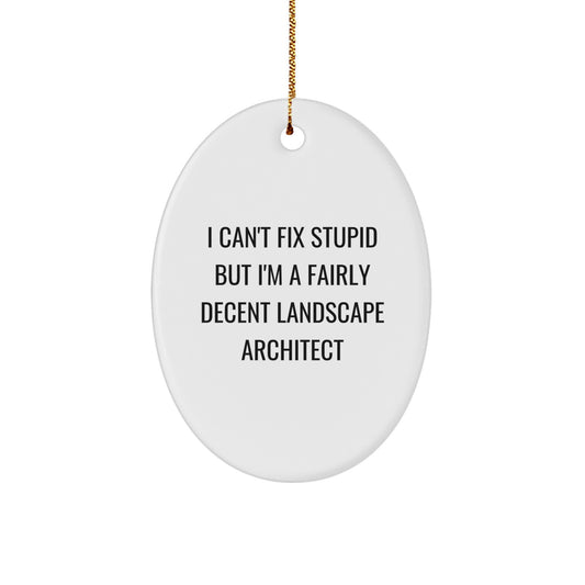 Funny Landscape Architect Oval Ornament Gifts from Men to Friends - I'm A Fairly Decent Landscape Architect Christmas Unique - Image 1