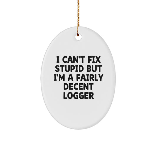 MDF Logger Christmas Ornament for Coworkers I Can't Fix Stupid Gift - Image 1