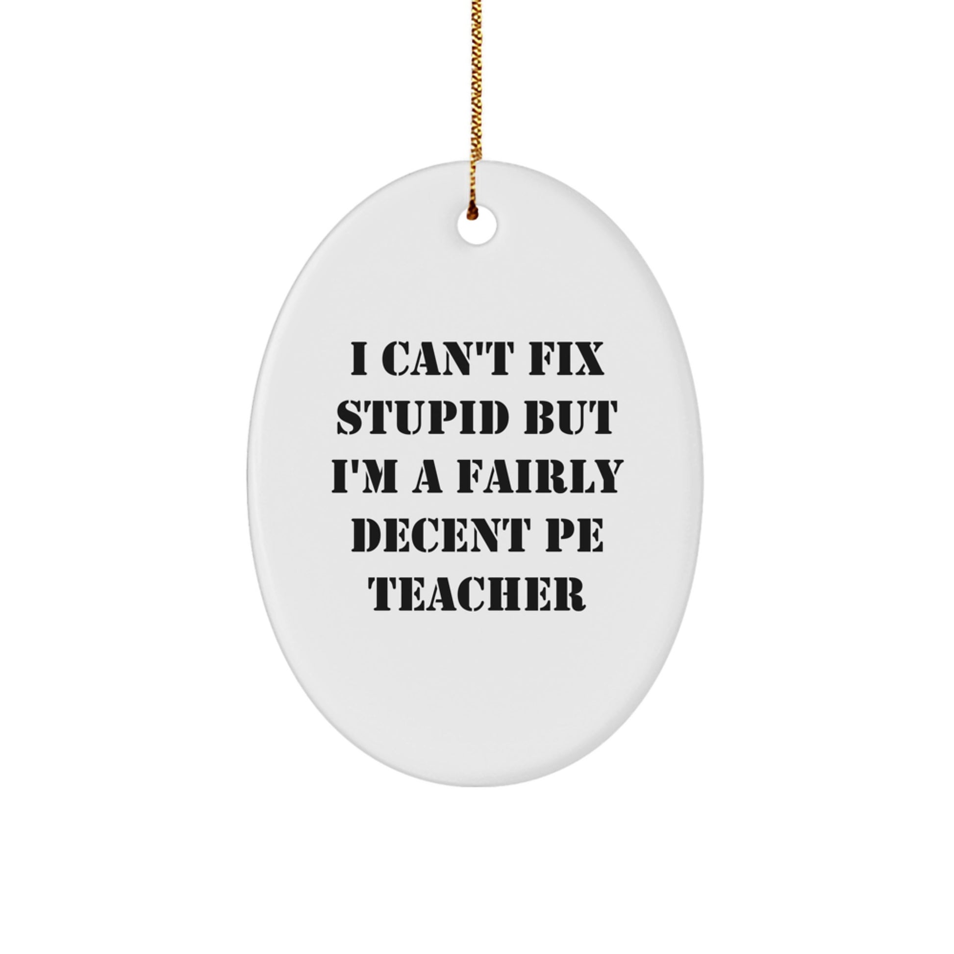 Funny PE Teacher Oval Ornament Gifts for Men from Friends - A Decent Teacher Gift for Christmas - Image 1