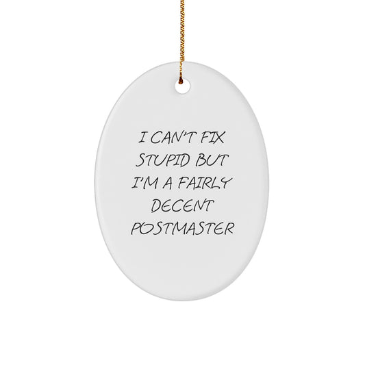 Funny Postmaster Gifts from Men to Women or Friends - Oval Ornament for Christmas Unique Presents - Image 1