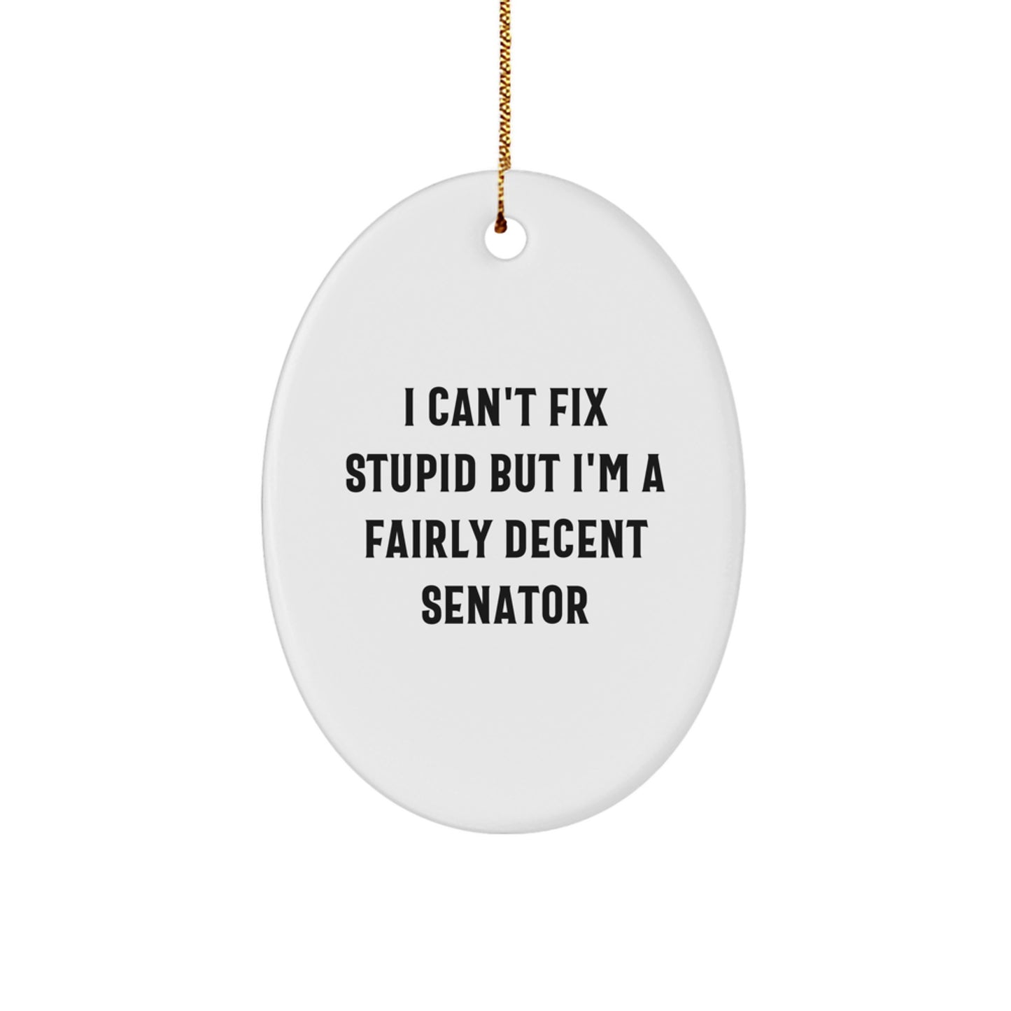 Funny Senator Christmas Unique Gifts from Friends - Oval Ornament I'm A Fairly Decent Senator - Image 1