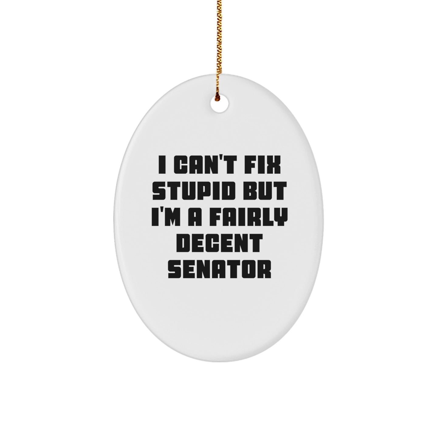 Senator Oval Ornament Gift I Can't Fix Stupid Fav for Happy Kids Christmas - Image 1