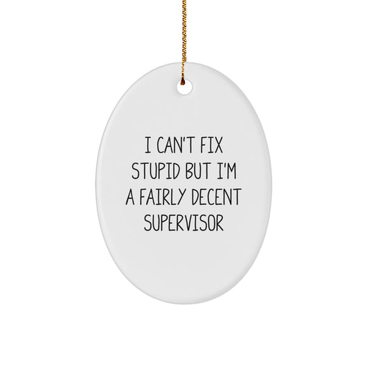 Funny Supervisor Oval Ornament Gifts from Men to Women for Christmas Unique Decorations - Image 1