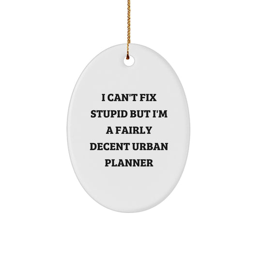 Funny Urban Planner Oval Ornament Gifts from Friends for Men and Women who Can't Fix Stupid but are Fairly Decent Christmas Unique Gifts - Image 1