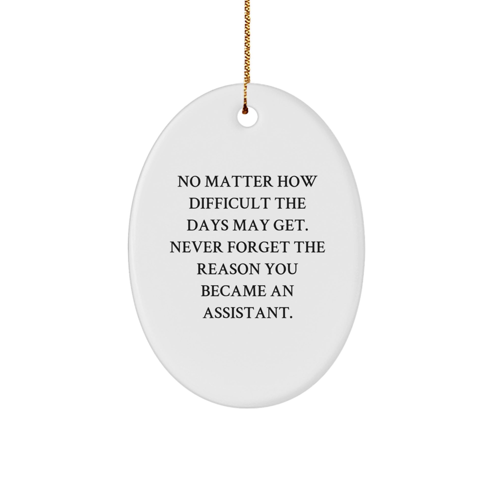 Funny Assistant Gifts from Men, Christmas Unique Gifts for Him, Oval Ornament with Inspirational Quote Never Forget the Reason You Became an Assistant - Image 1