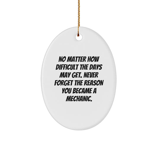Mechanic Oval Ornament Gifts from Family for Mechanic Men with Funny Quote Never Forget Why You Became - Unique Christmas Unique Gifts - Image 1