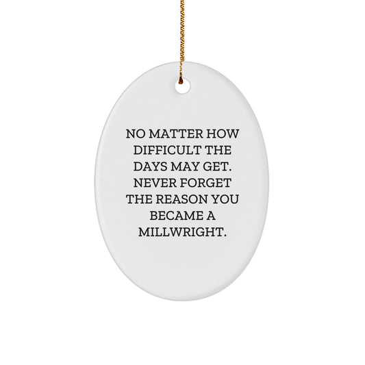 Millwright Gifts from Family - Oval Ornament with Inspirational Quote - Christmas Unique Gifts for Him - Image 1