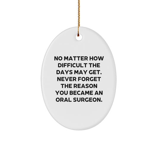 Inspirational Oral Surgeon Gifts for Christmas Oval Ornament - Funny Quote Reminds Them Why They Became a Dentist, Gifts from Friends or Family, Oval Shape, White, 3.25" Tall - Image 1