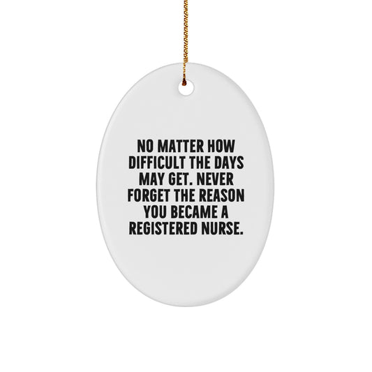 Inspirational Registered Nurse Christmas Unique Gifts from Friends Oval Ornament, Never Forget the Reason You Became a Nurse, Funny Nurse Mug - Image 1