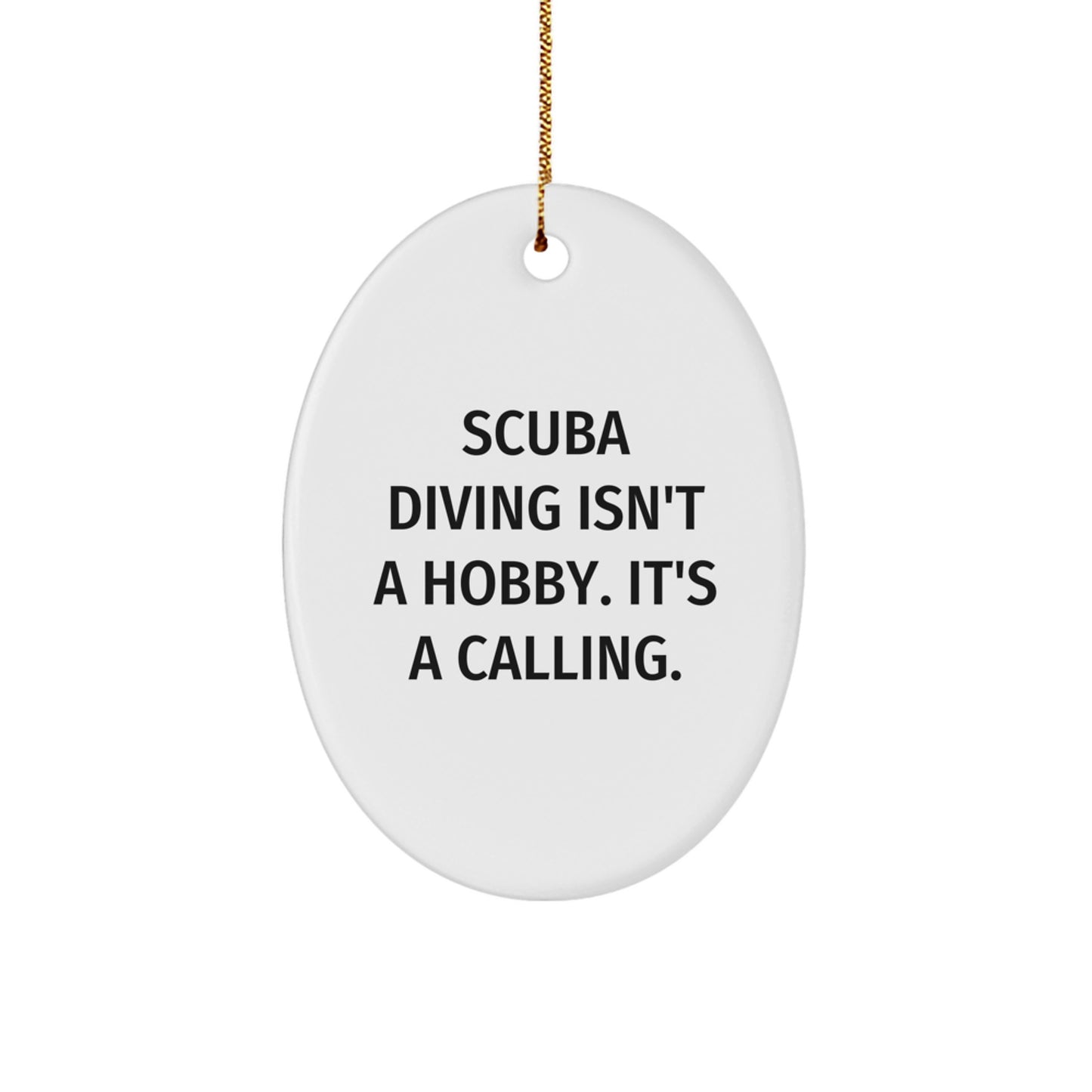 Christmas Unique Gift Scuba Diving Oval White Ornament for Her Present - Image 1