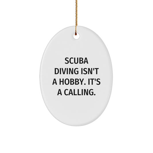 Christmas Unique Gift Scuba Diving Oval White Ornament for Her Present - Image 1