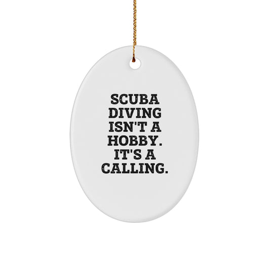 For Him Scuba Diving Keepsake Christmas Ornament Gift White Oval 3.25" - Image 1