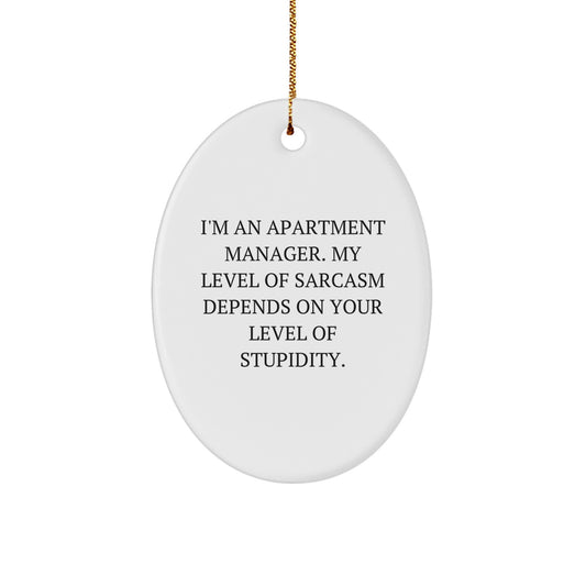 Funny Holiday Gifts for Apartment Managers, Oval Ornament, Gifts from Friends to Friends, Sassy Christmas Unique Gifts - Image 1