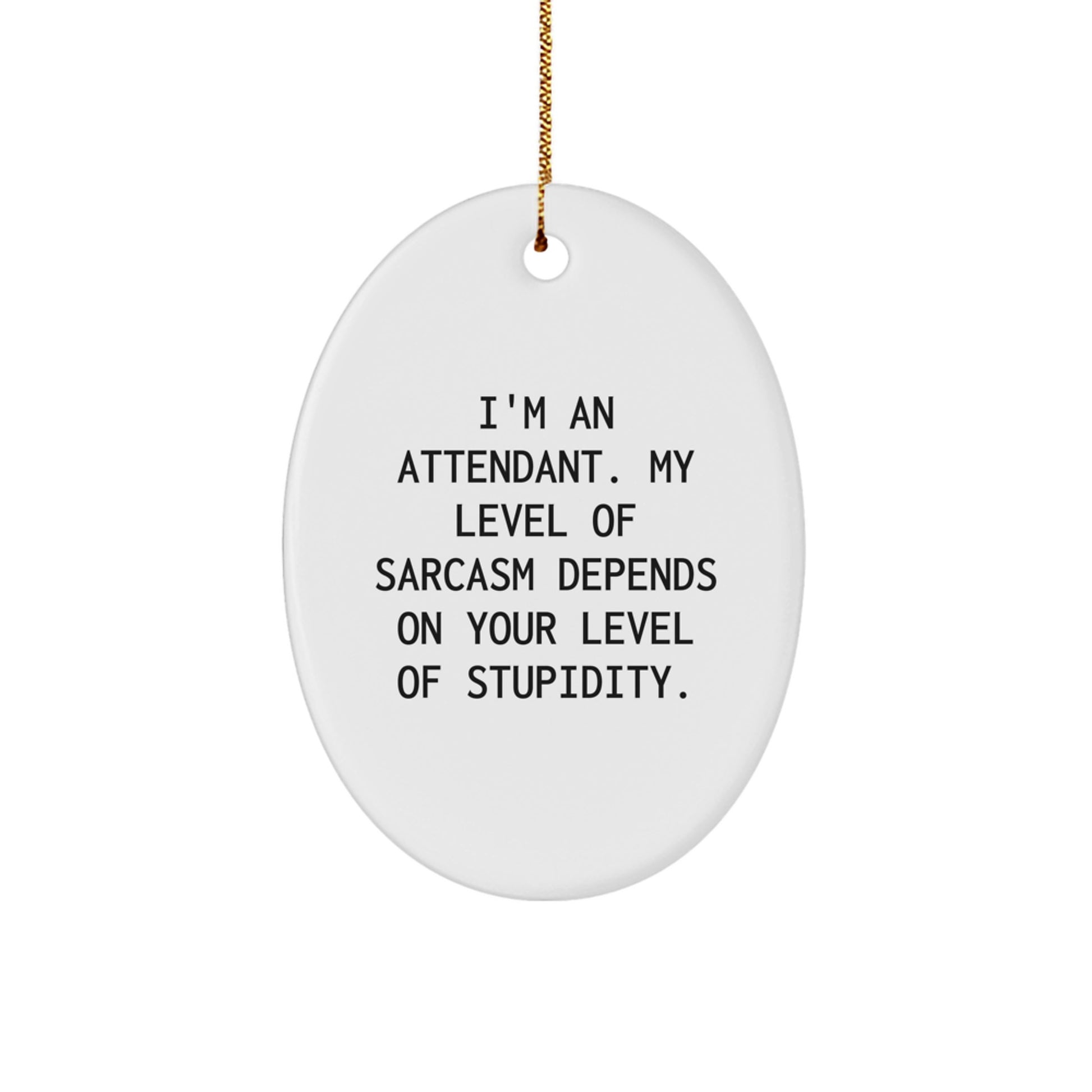 Attendant Gifts, Funny Sarcasm Oval Ornament, Gifts from Family, Gifts for Attendant, White Oval Shaped MDF, Christmas Unique - Image 1