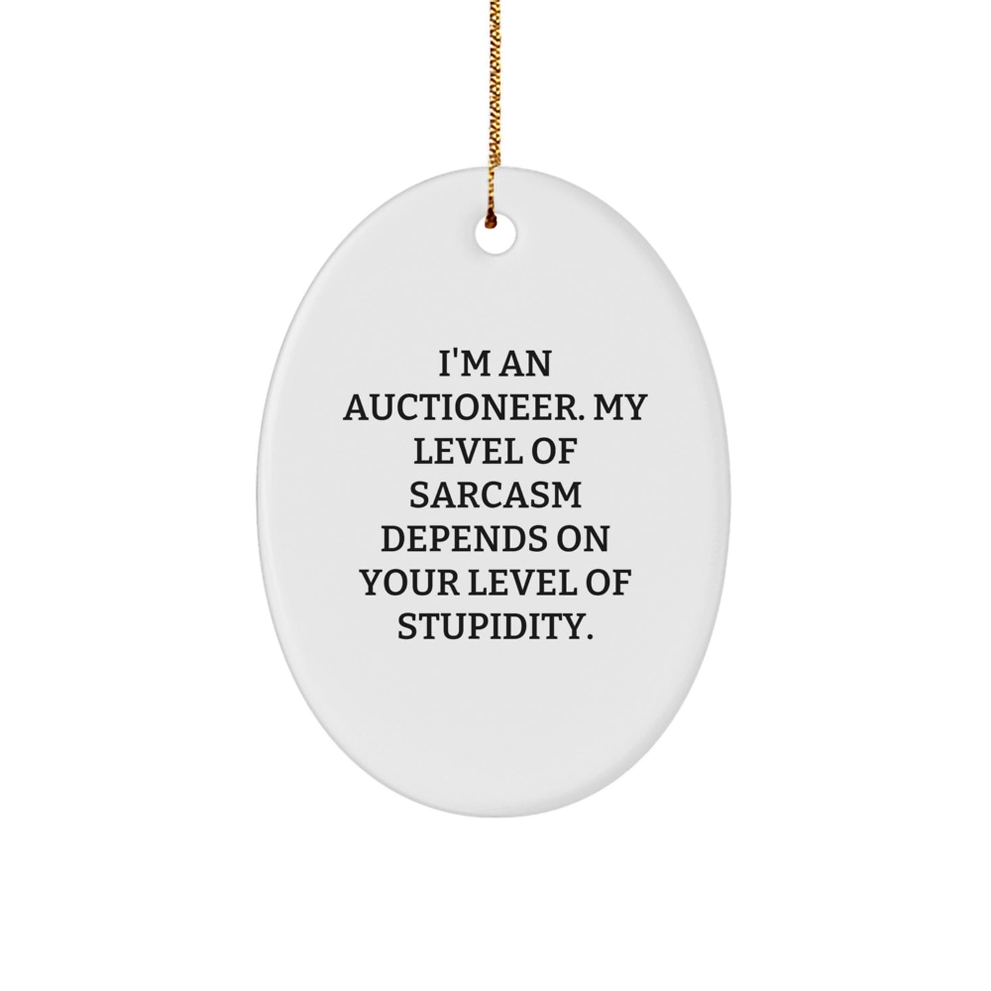 Funny Auctioneer Gifts from Friends for Men - Oval Ornament with Sarcastic Humor, Christmas Unique Presents for Auctioneer Enthusiasts - Image 1