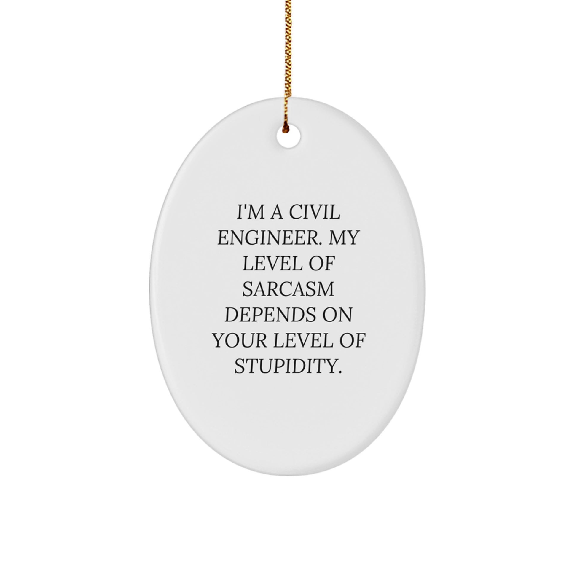 Civil Engineer Humor Oval Ornament, Funny Sarcasm Gift for Civil Engineers, Unique Christmas Unique Gifts from Friends or Family, Oval Shaped Decorations - Image 1