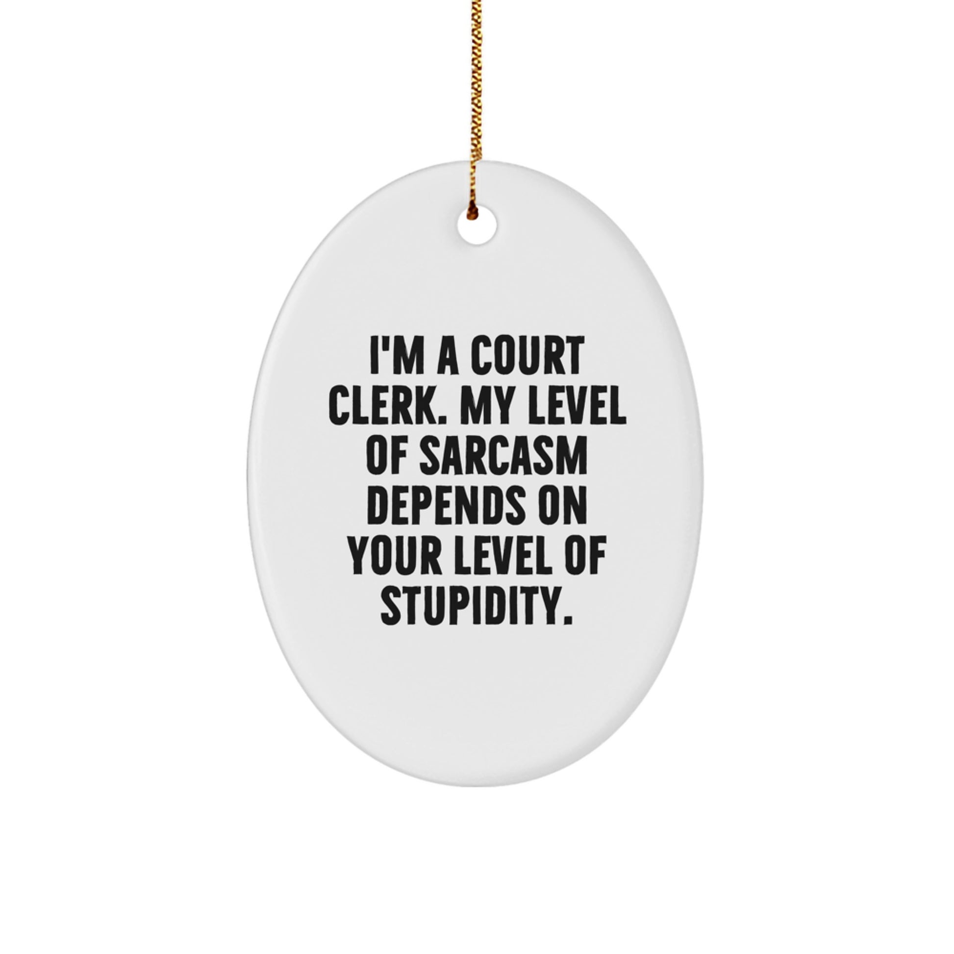 Funny Court Clerk Gifts from Friends - Oval Ornament with Sassy Quote, Court Clerk Appreciation Christmas Unique Gifts for Court Clerk - Image 1