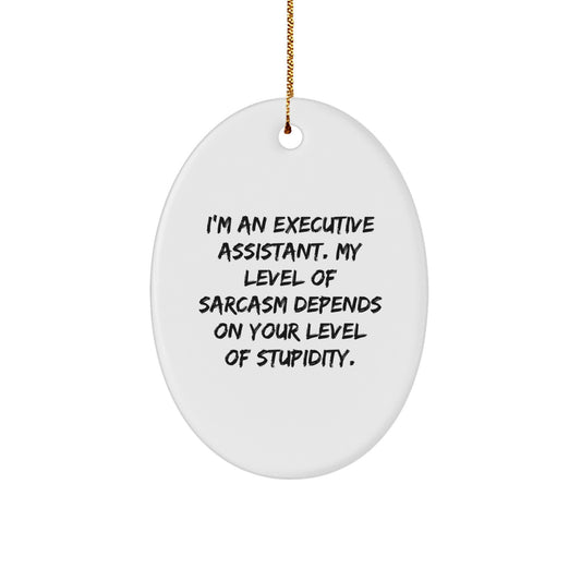 Funny Executive Assistant Gifts from Friends to Executive Assistants - Oval Ornament with Sarcasm Quote, Christmas Unique Gifts for Men Women Coworkers - Image 1