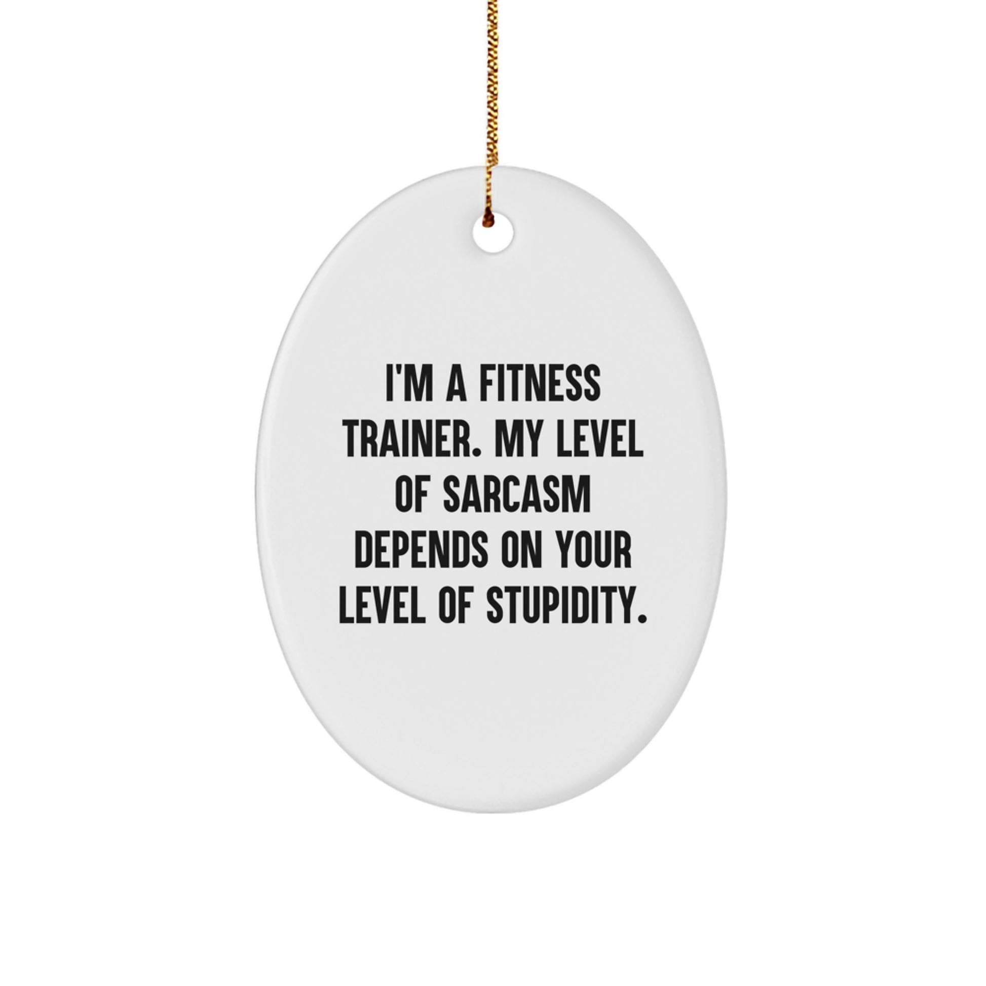 Funny Fitness Trainer Gifts from Men for Fitness Trainers - Oval Ornament, Christmas Unique Gifts with Sarcasm Humor - Image 1
