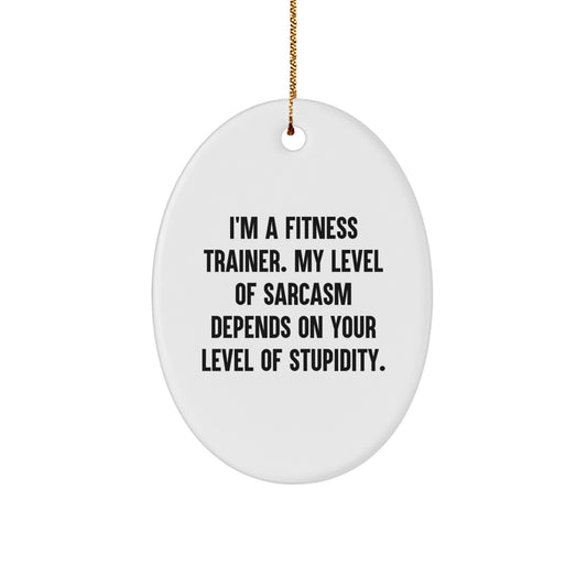 Funny Fitness Trainer Gifts from Men for Fitness Trainers - Oval Ornament, Christmas Unique Gifts with Sarcasm Humor - Image 1