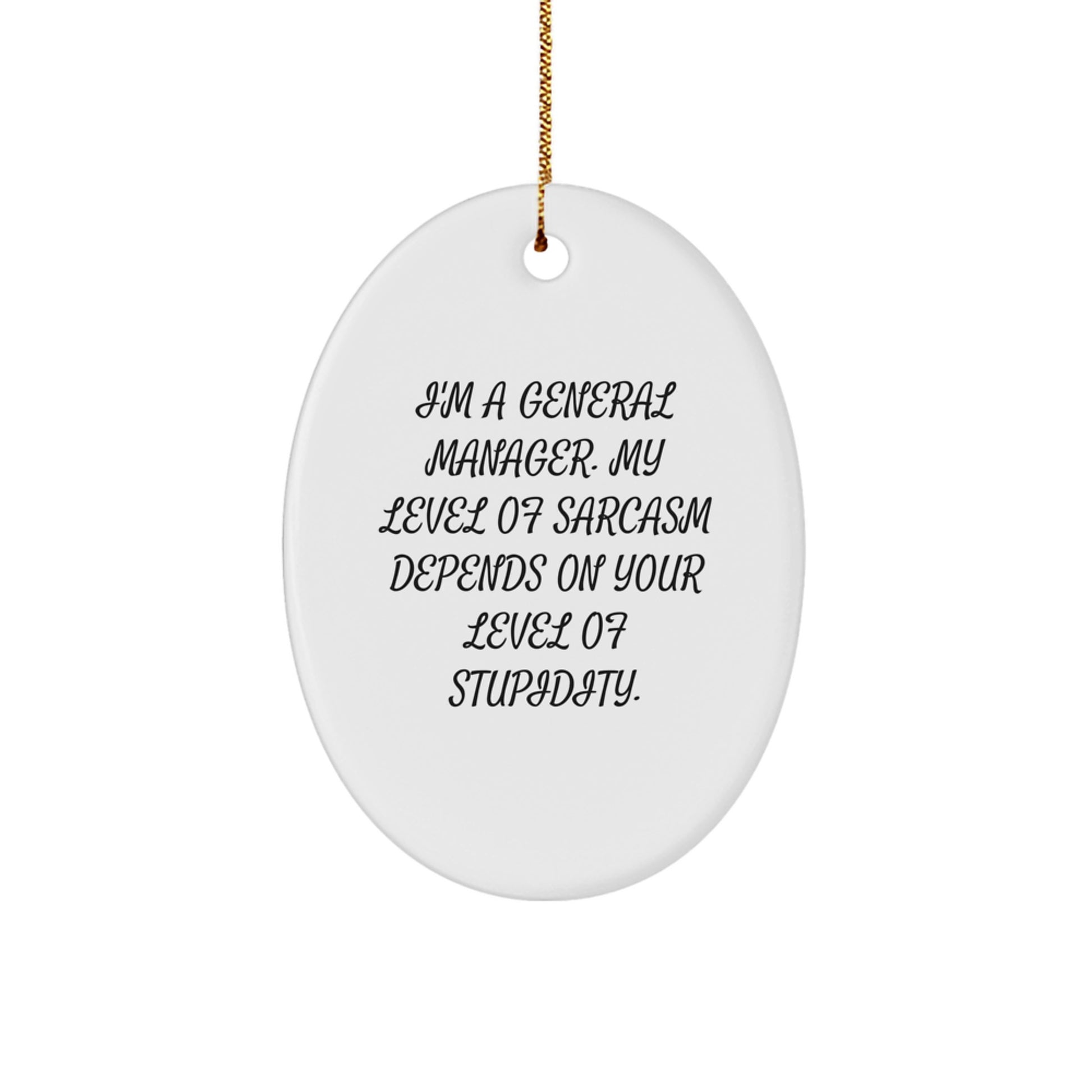 Funny General Manager Gifts for Men Oval Ornament with Sarcasm Quote for Christmas Unique Presents from Friends - Image 1