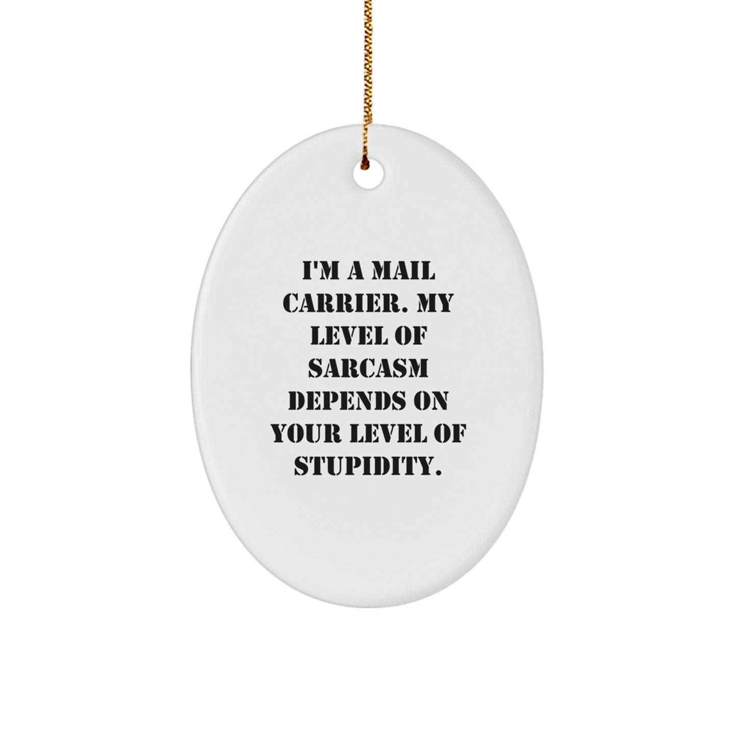 Funny Mail Carrier Oval Ornament, Gifts for Mail Carrier from Friends, Christmas Unique Decorations with Sarcasm Quote - Image 1