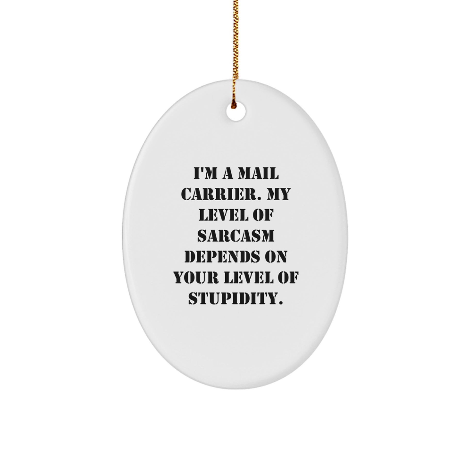 Funny Mail Carrier Oval Ornament, Gifts for Mail Carrier from Friends, Christmas Unique Decorations with Sarcasm Quote - Image 1