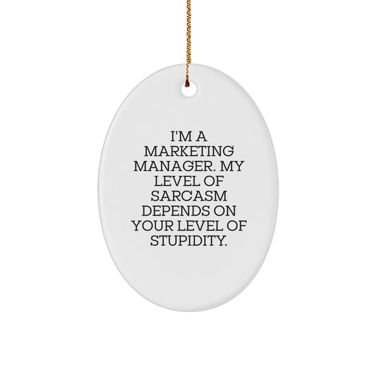 Marketing Manager Oval Ornament Funny Gift from Friends for Christmas, Sarcasm Humor, Oval Ornament Decorations for Marketing Manager Friends and Coworkers - Image 1