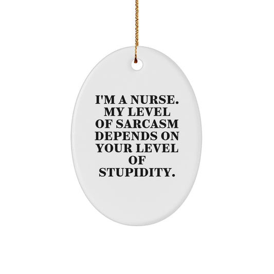 Funny Nurse Oval Ornament Gifts from Friends and Family for Nurses with Sarcasm Humor, Christmas Unique Gifts - Image 1