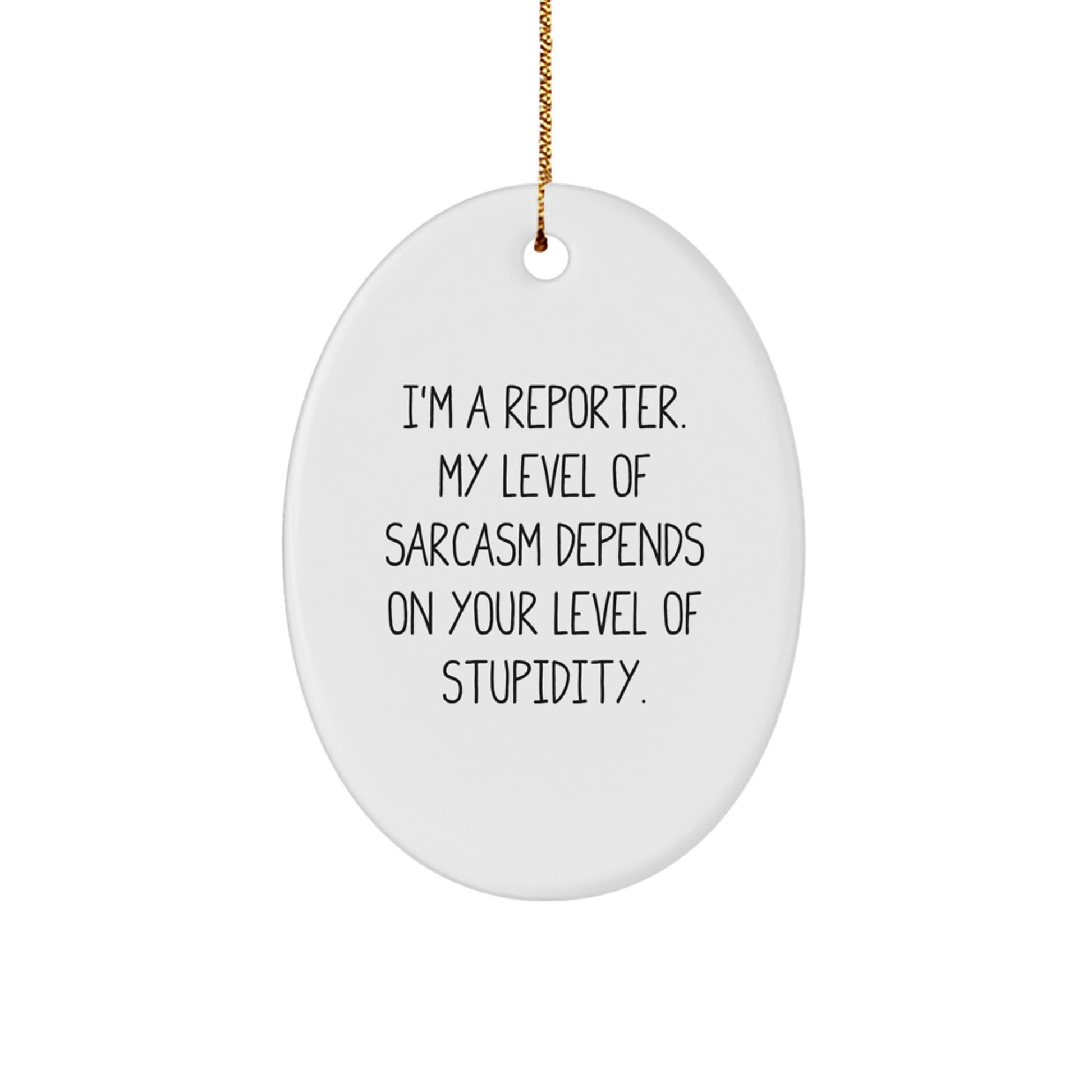Funny Quote Reporter Oval Ornament, Gifts from Friends, Christmas Unique Gifts for Reporter, Oval Ornament, White, Sarcasm Humor - Image 1