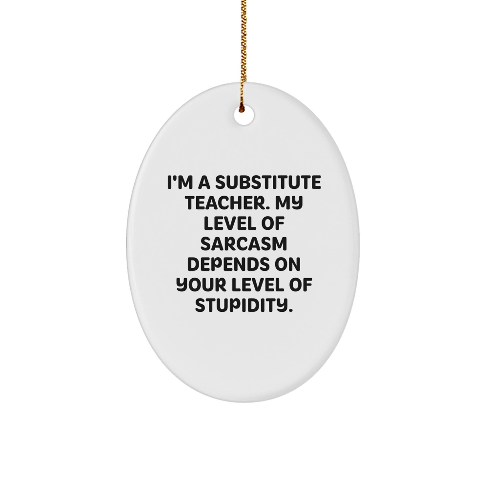 Funny Substitute Teacher Oval Ornament Gifts from Men, Women, Friends, Coworkers, Family to Substitute Teachers, Christmas Unique Gifts - Image 1