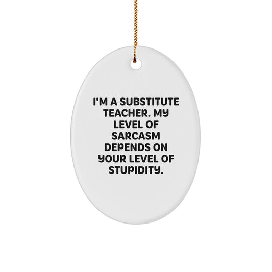 Funny Substitute Teacher Oval Ornament Gifts from Men, Women, Friends, Coworkers, Family to Substitute Teachers, Christmas Unique Gifts - Image 1