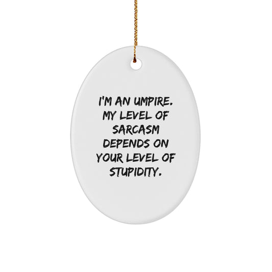 Funny Umpire Gifts for Christmas - Oval Ornament, Umpire Humor, Gifts from Family, Friends, Coworkers, or Men to Umpire - Image 1