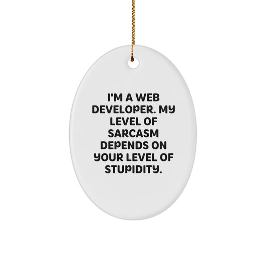 Sarcastic Web Developer Christmas Unique Gifts - Oval Ornament for Men, Women, Friends, Coworkers, or Family - Gifts from Web Developers - Image 1