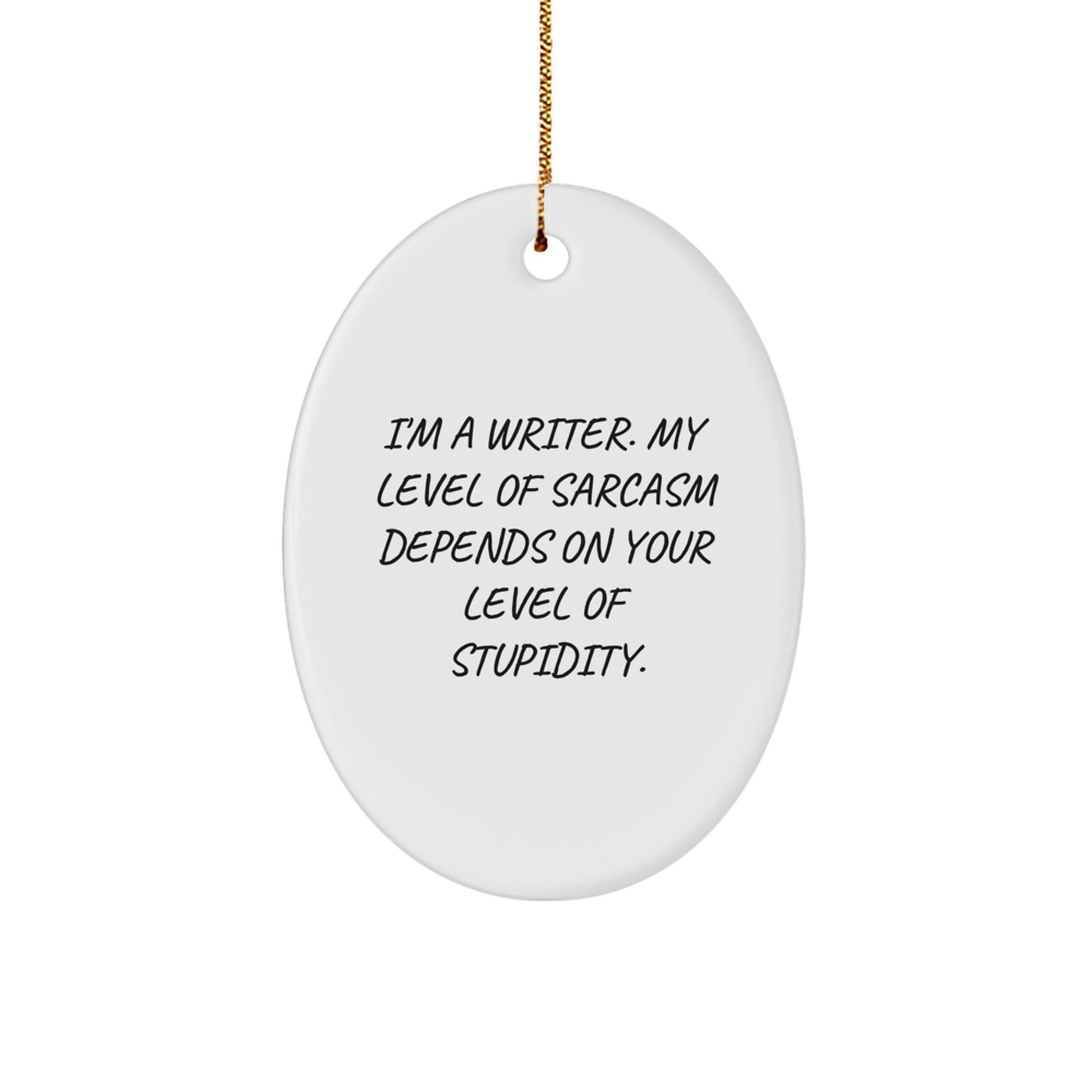 Funny Writer Gifts, Oval Ornament with Sarcastic Quote, Perfect for Writers, Men's Christmas Unique Gifts from Friends - Image 1