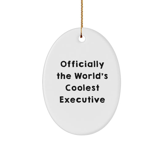 Executive Oval Ornament Gifts from Friends for Christmas, The 'Officially The World's Coolest Executive' Oval Ornament, Funny Executive Gifts Ideas - Image 1