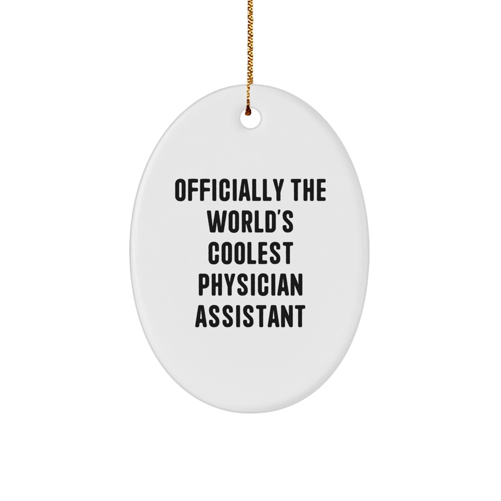 'Physician Assistant' Oval Ornament, 'Officially The World's Coolest Physician Assistant', Funny Quote Gifts from Family to Men, Perfect for Christmas Unique Gifts - Image 1