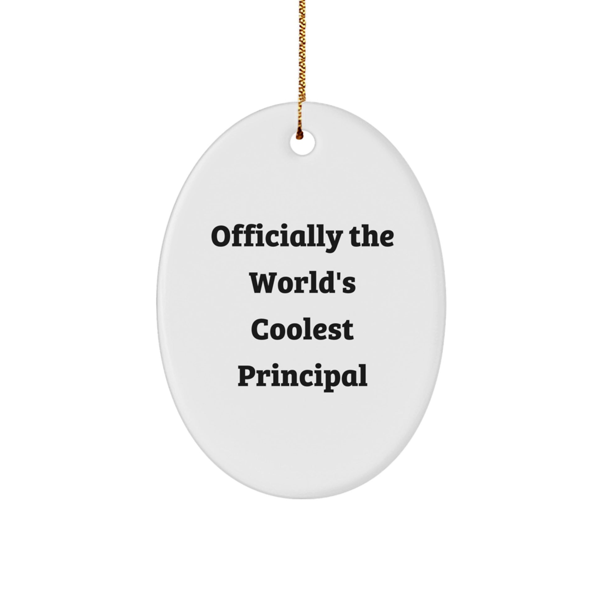 Funny Principal Gifts from Men for Him Officially The World's Coolest Principal Christmas Unique Oval Ornament - Image 1