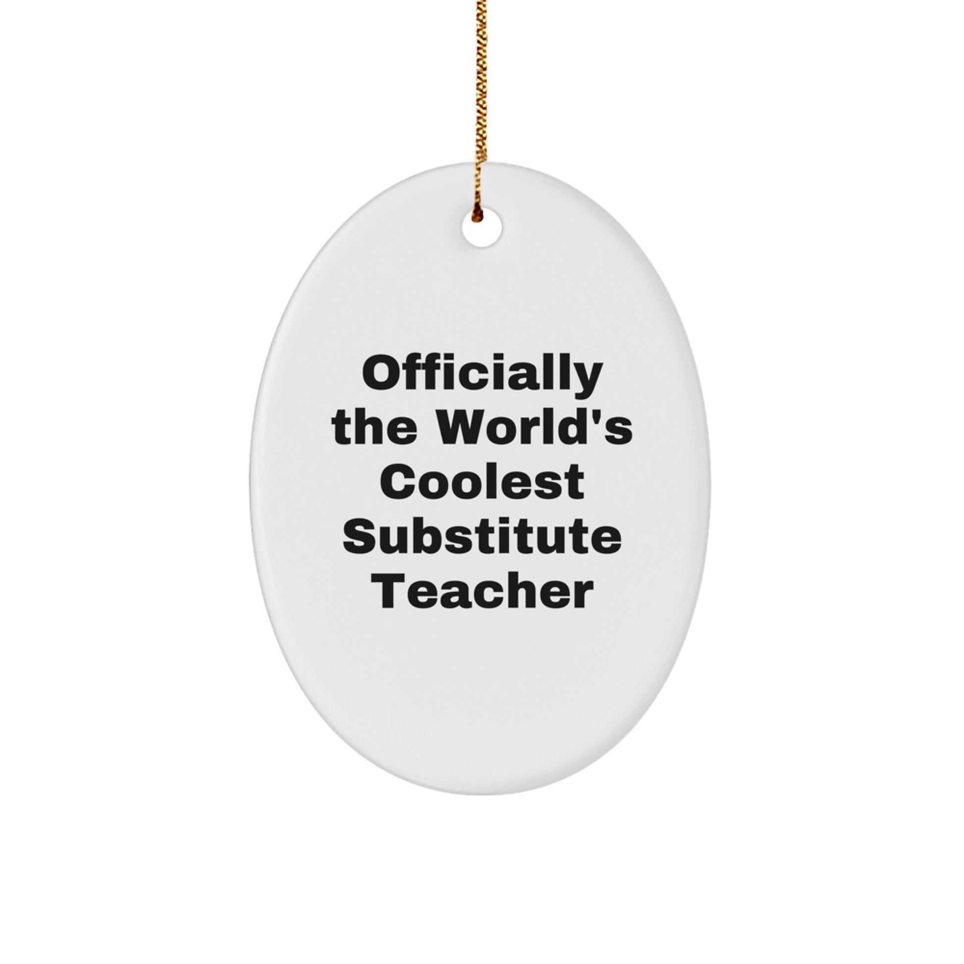Funny Substitute Teacher Gifts from Friends for World's Coolest Substitute Teacher Oval Ornament Christmas Unique Decorations - Image 1