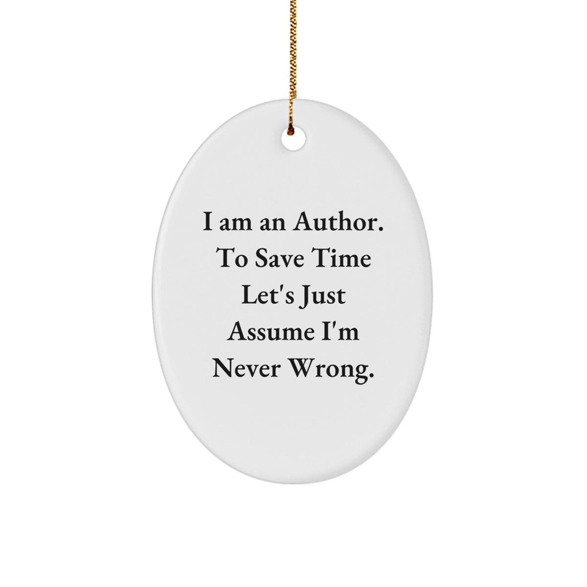 Author Keepsake Christmas Ornament for Him Gift – Surprise Gold Cord - Image 1