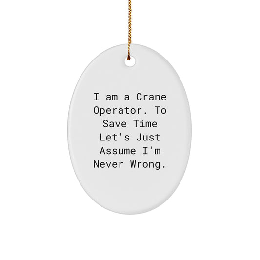 Christmas Gift for Her Crane Operator Oval Ornament Present - Image 1