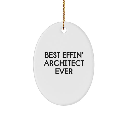 Funny Architect Gifts from Friends for Men, Oval Ornament Best Effin' Architect Ever, Christmas Unique - Image 1
