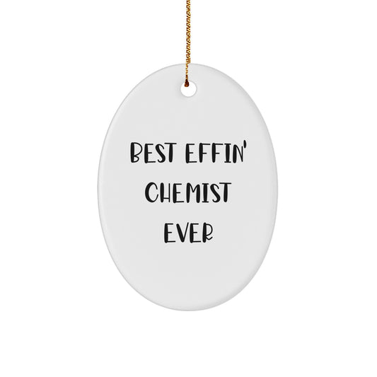 Funny Chemist Gifts for Men, Best Effin' Chemist Ever Oval Ornament, Christmas Unique Gifts from Friends, Family - Image 1