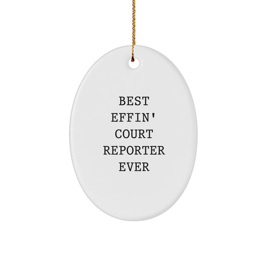 Court Reporter Oval Christmas Ornament Idea for Coworkers Gift - Image 1