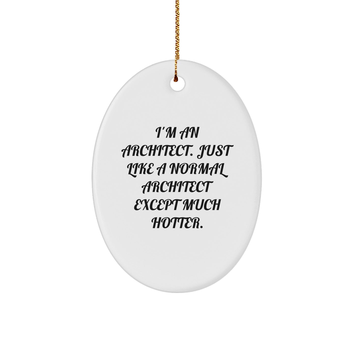 Funny Architect Oval Ornament Gifts from Men to Friends, Funny Architect Oval Ornament for Christmas Unique Gifts, 'I'm An Architect Just Like A Normal Architect Except Much Hotter' Oval Ornament - Image 1